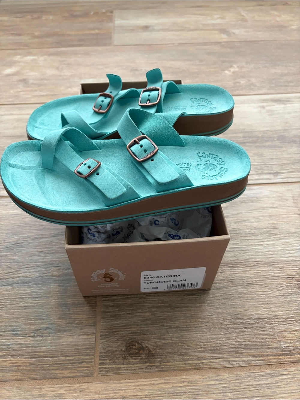 Women’s Fantasy - Caterina Turquoise Double-Strap Sandals